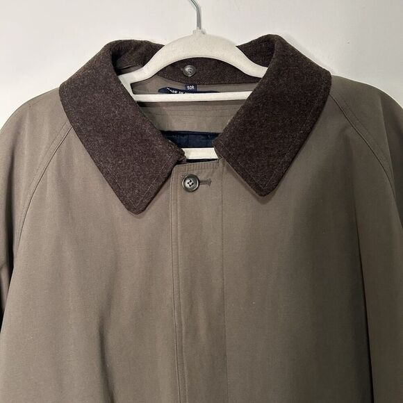 Vintage Ralph Lauren Trench Coat Mens 50R Wool Blend Lined Belted Brown Collared - Picture 6 of 16